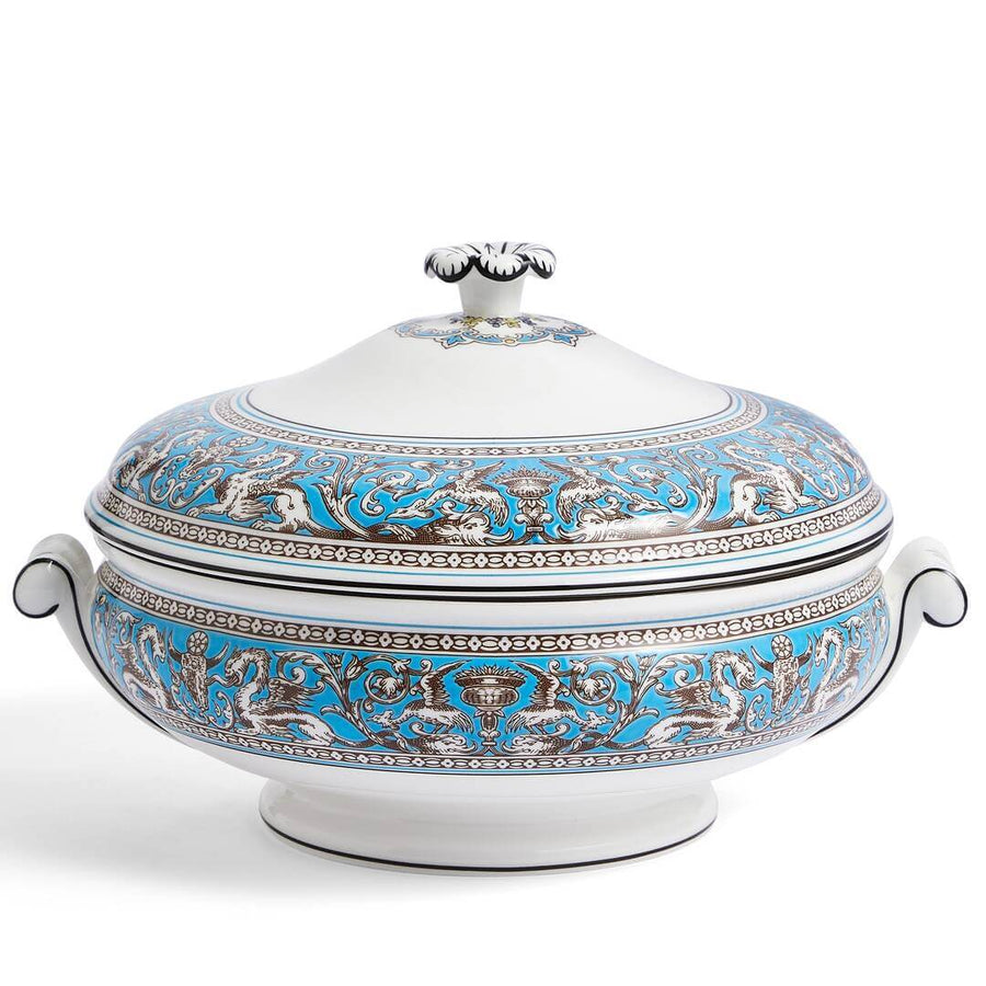 Florentine Turquoise Covered Vegetable Dish