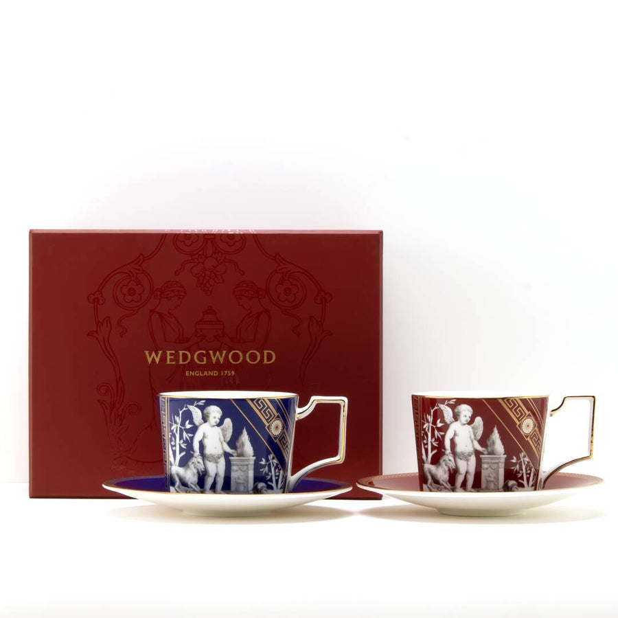 Renaissance Mix Teacup Saucer Set of 2 Gold/Red