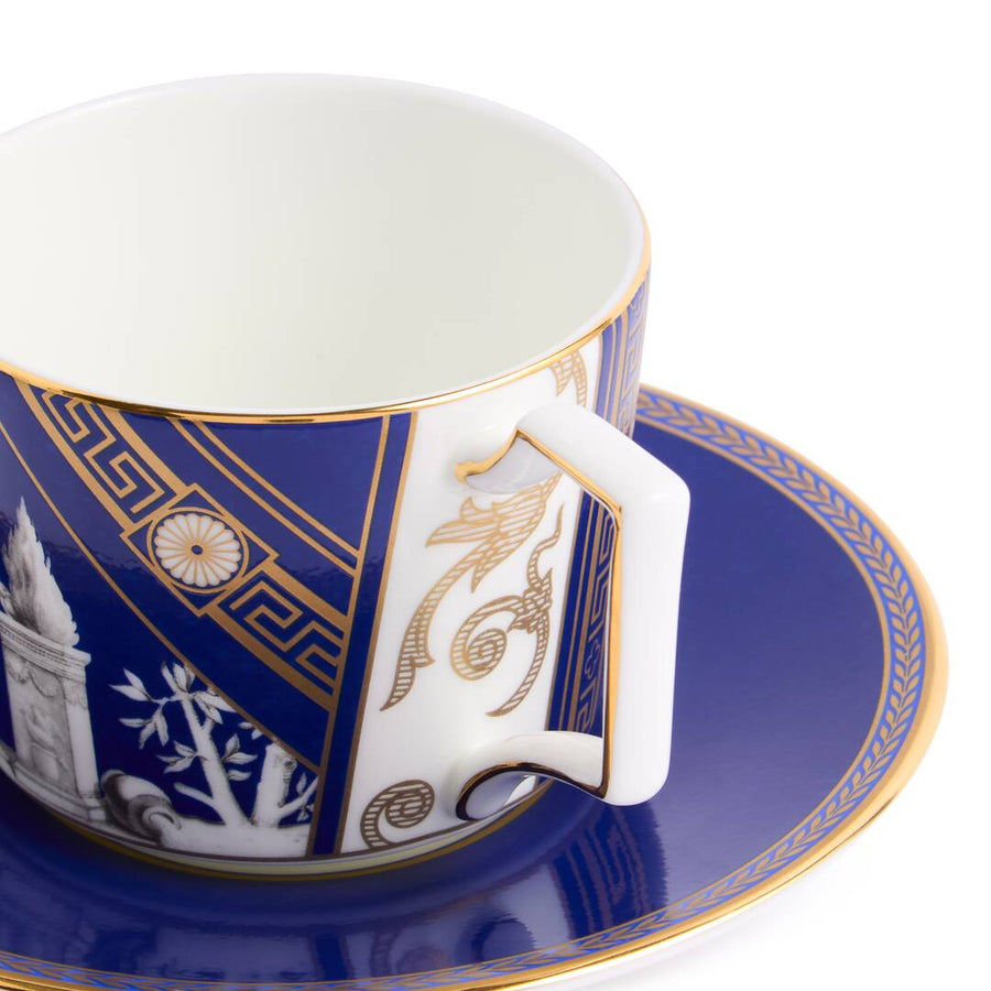 Renaissance Mix Teacup Saucer Set of 2 Gold/Red