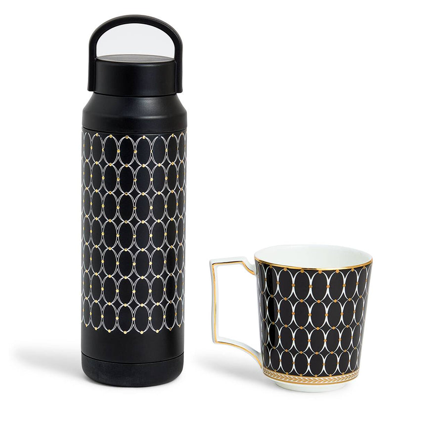Renaissance Black Insulated Bottle 500ml & Mug Gift Set