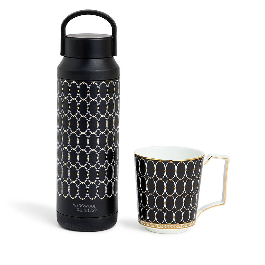 Renaissance Black Insulated Bottle 500ml & Mug Gift Set