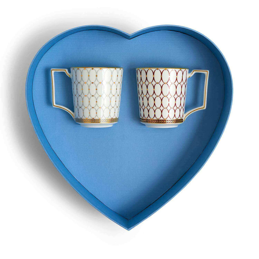 Renaissance Mugs, Set of 2 in Heart Shaped Box