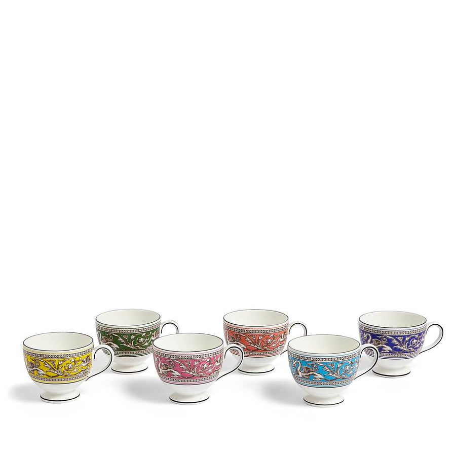 Florentine Teacup Saucer, Set of 6 Mixed Colours