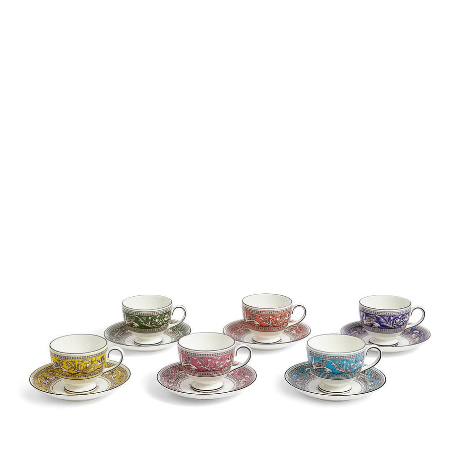 Florentine Teacup Saucer, Set of 6 Mixed Colours