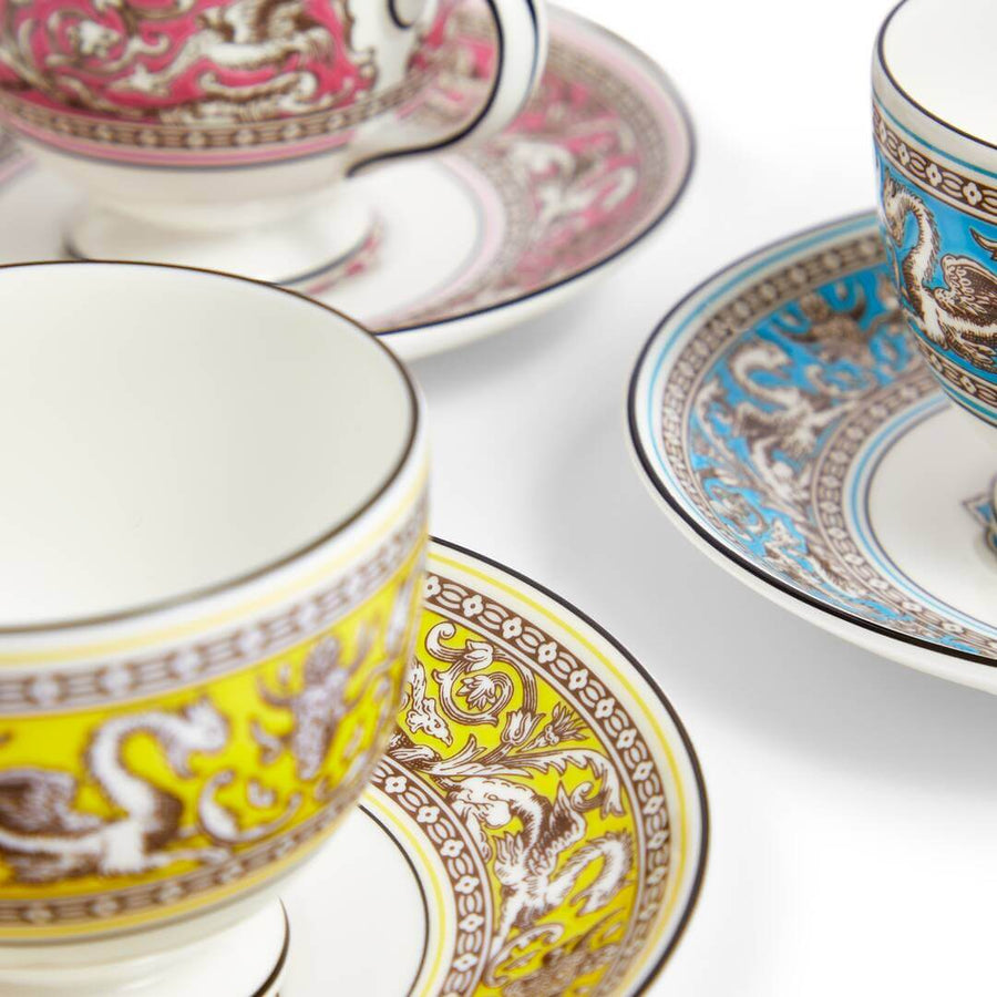 Florentine Teacup Saucer, Set of 6 Mixed Colours