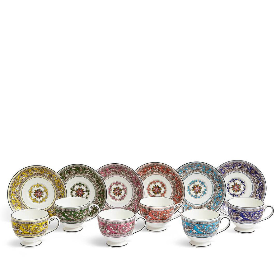 Florentine Teacup Saucer, Set of 6 Mixed Colours