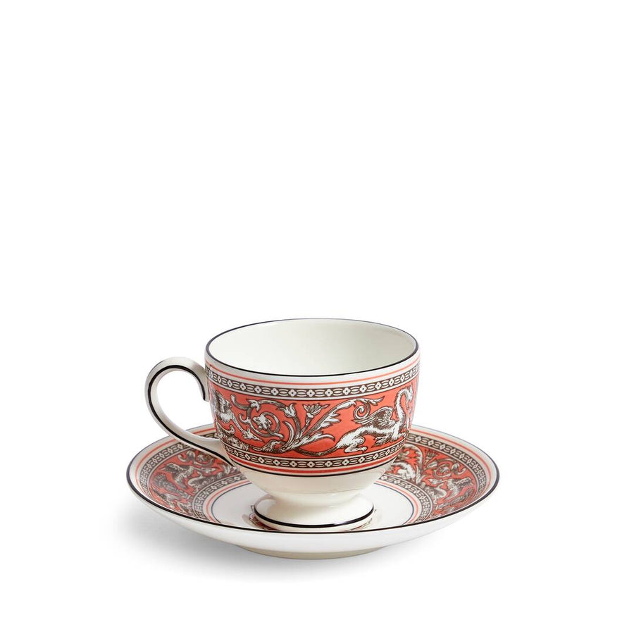 Florentine Salmon Teacup and Saucer