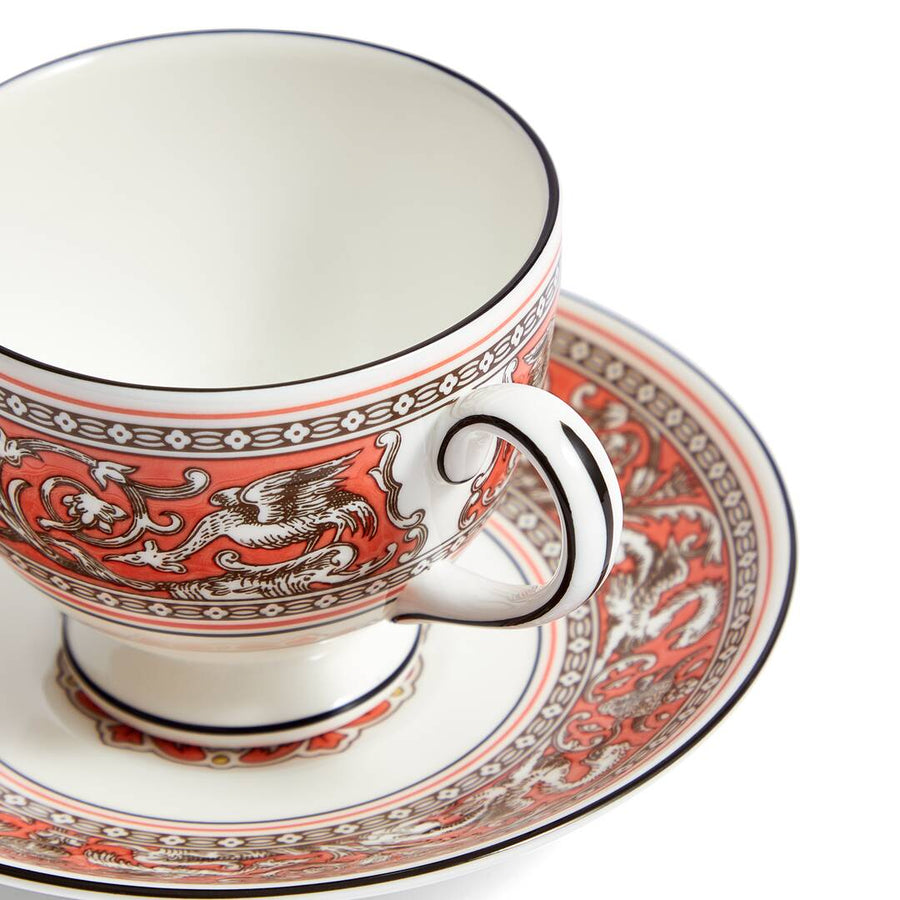 Florentine Salmon Teacup and Saucer