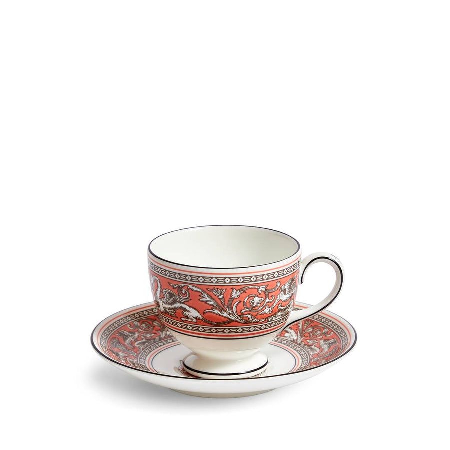 Florentine Salmon Teacup and Saucer