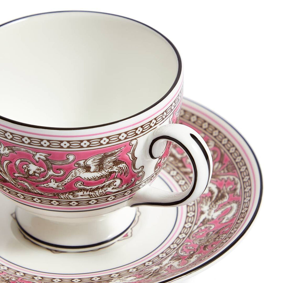 Florentine Fuchsia Teacup and Saucer