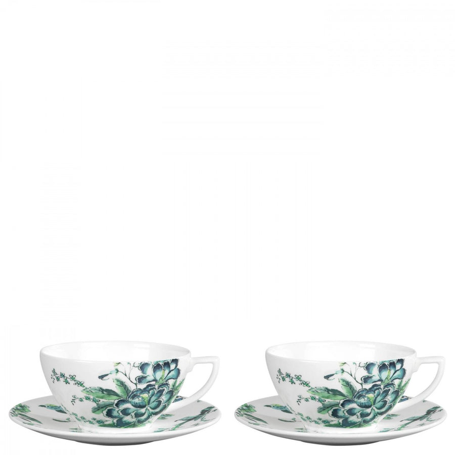 Jasper Conran Chinoiserie White Teacup And Saucer (Set of 2), Gift Boxed