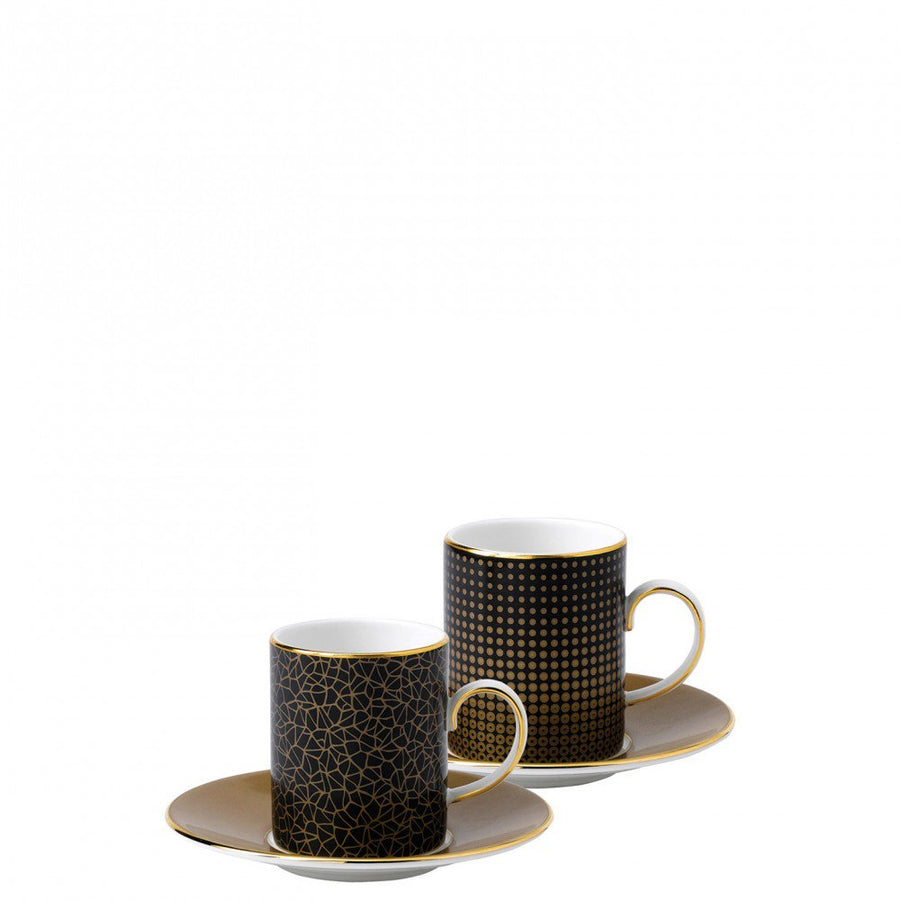Gio Gold Espresso Cup and Saucer Pair (Sphere/Crackle)