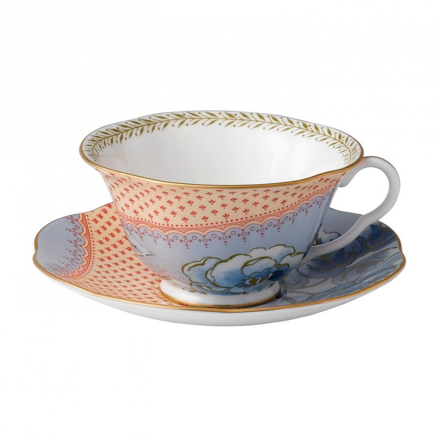 Butterfly Bloom Teacup and Saucer Blue
