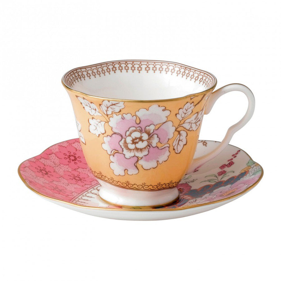 Butterfly Bloom Teacup and Saucer Yellow