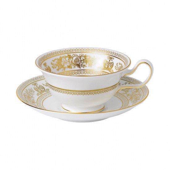 Gold Columbia Peony Cup And Saucer